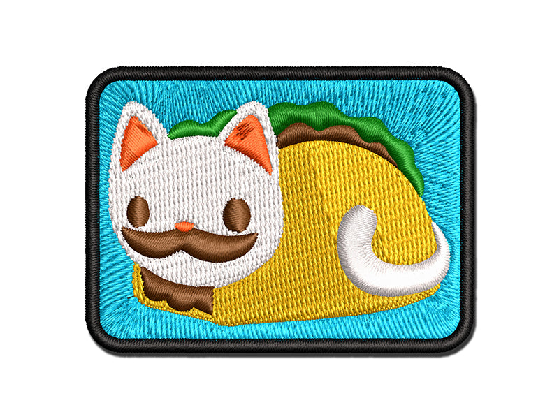 Taco Cat with Moustache Multi-Color Embroidered Iron-On or Hook & Loop Patch Applique