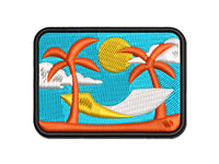 Vacation Hammock Beach Palm Trees Multi-Color Embroidered Iron-On or Hook & Loop Patch Applique