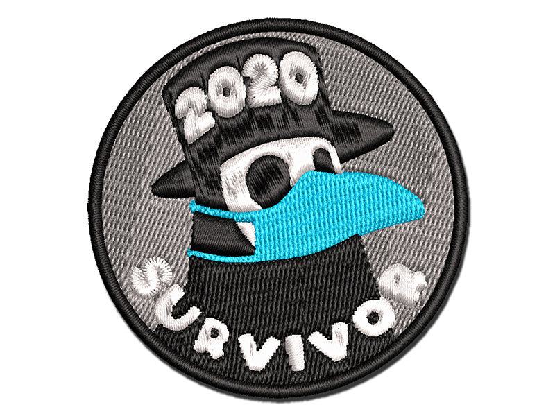 2020 Survivor Plague Mask Pandemic Multi-Color Embroidered Iron-On or Hook & Loop Patch Applique