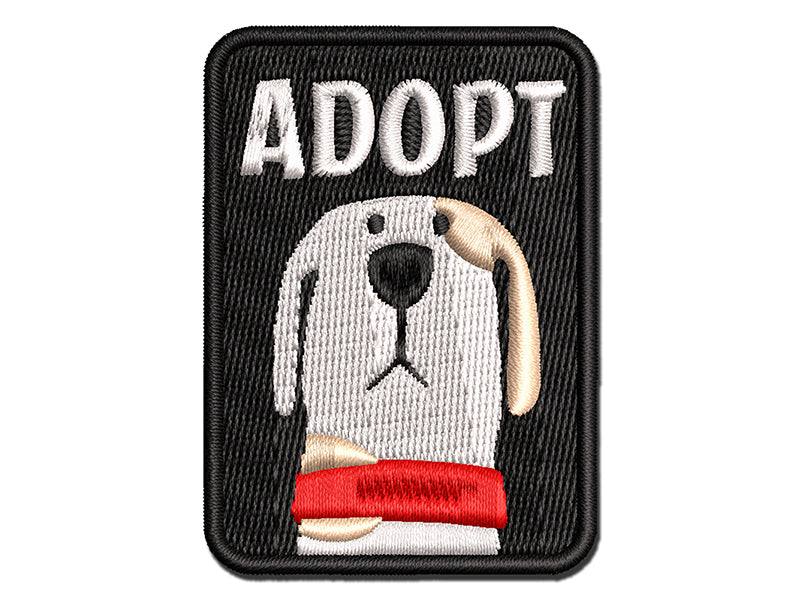 Adopt Cartoon Dog Pet Multi-Color Embroidered Iron-On or Hook & Loop Patch Applique