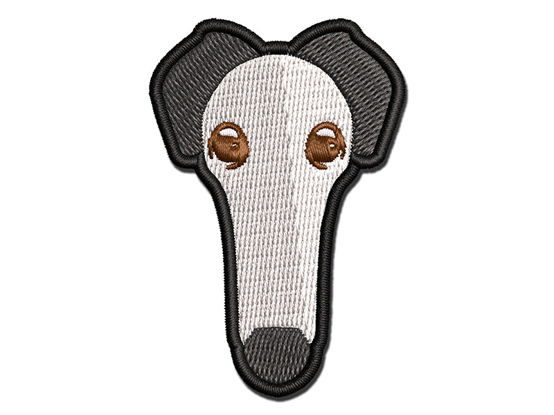 Borzoi Funny Long Nosed Dog Multi-Color Embroidered Iron-On or Hook & Loop Patch Applique