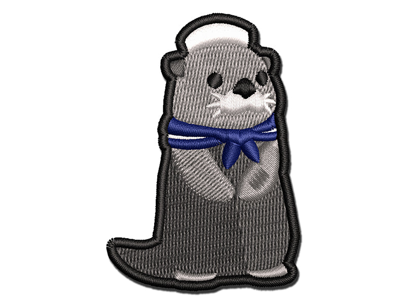 Cute Sailor Otter with Scarf and Hat Multi-Color Embroidered Iron-On or Hook & Loop Patch Applique