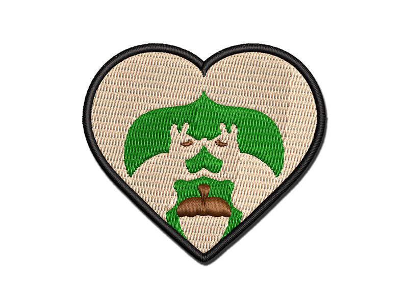 Kissing Squirrels Heart Acorn Multi-Color Embroidered Iron-On or Hook & Loop Patch Applique