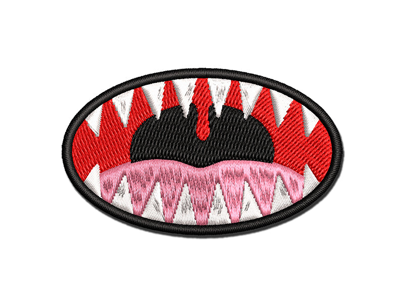 Open Mouth Sharp Teeth Multi-Color Embroidered Iron-On or Hook & Loop Patch Applique