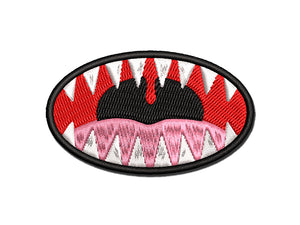 Open Mouth Sharp Teeth Multi-Color Embroidered Iron-On or Hook & Loop Patch Applique
