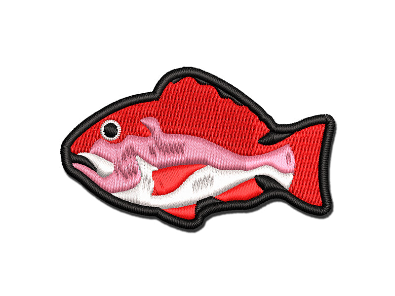 Red Snapper Fish Seafood Multi-Color Embroidered Iron-On or Hook & Loop Patch Applique