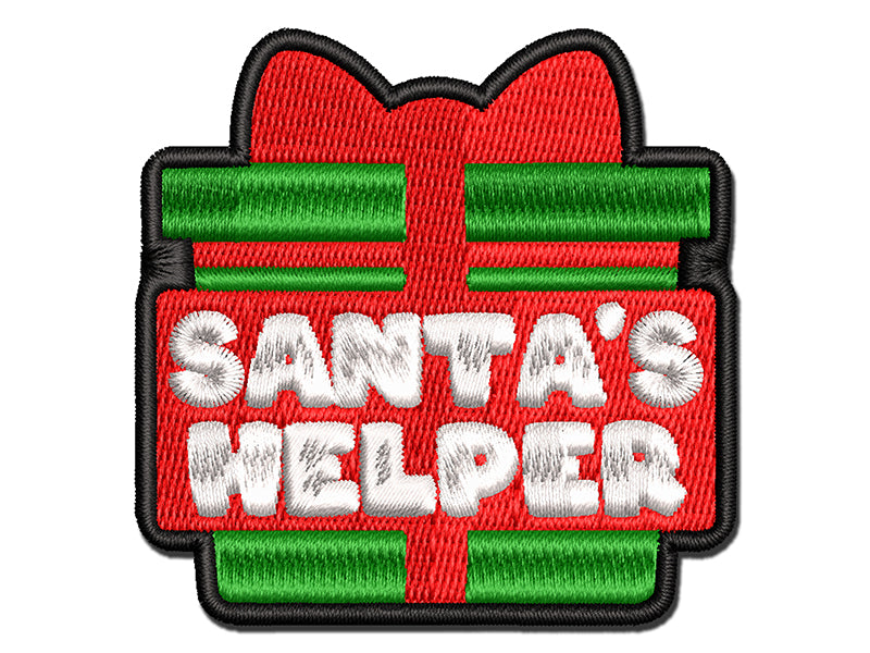 Santa's Helper Christmas Parent Gift Multi-Color Embroidered Iron-On or Hook & Loop Patch Applique