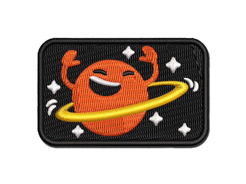 Saturn Hula Hoop Planet Multi-Color Embroidered Iron-On or Hook & Loop Patch Applique