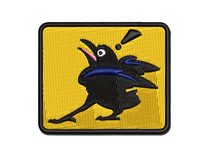 Shocked Surprised Raven Bird Crow Multi-Color Embroidered Iron-On or Hook & Loop Patch Applique