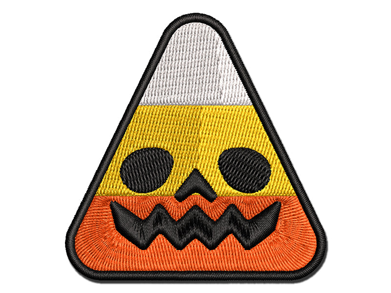 Candy Corn Jack O Lantern Face Halloween Multi-Color Embroidered Iron-On or Hook & Loop Patch Applique