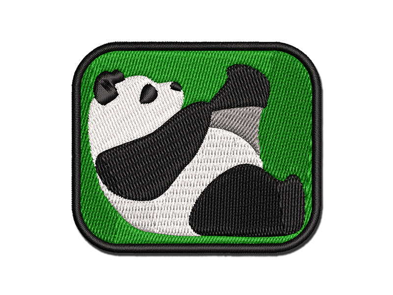 Funny Panda Putting on Black Socks Multi-Color Embroidered Iron-On or Hook & Loop Patch Applique