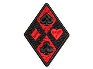 Harlequin Suits Diamonds Hearts Spades Clubs Multi-Color Embroidered Iron-On or Hook & Loop Patch Applique
