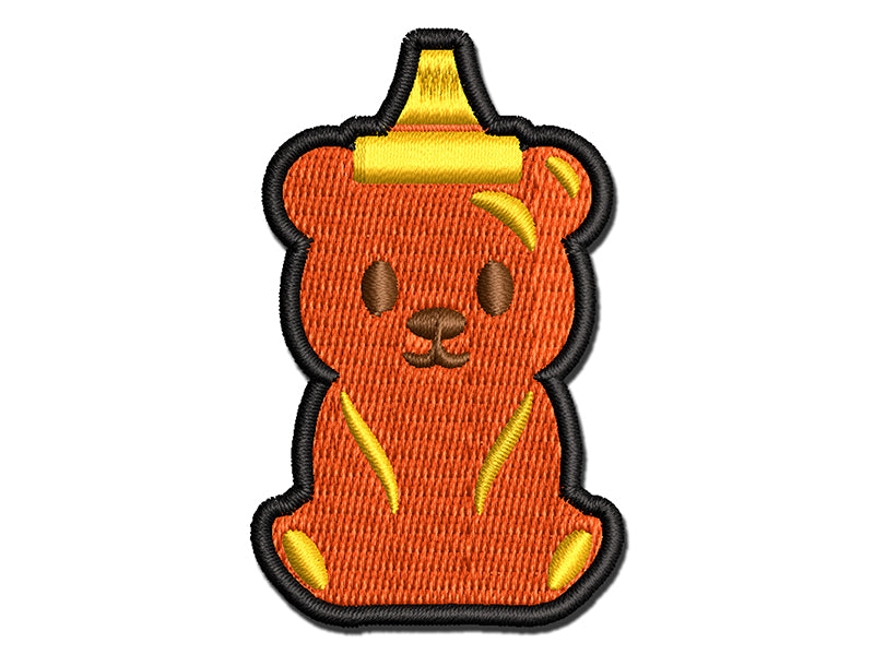 Honey Bottle Bear with Cap Multi-Color Embroidered Iron-On or Hook & Loop Patch Applique