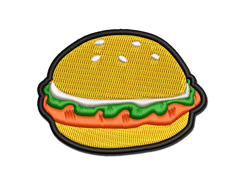Tasty Chicken Sandwich Burger Fast Food Multi-Color Embroidered Iron-On or Hook & Loop Patch Applique