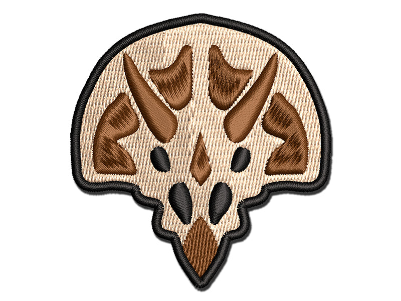 Triceratops Skull Fossil Multi-Color Embroidered Iron-On or Hook & Loop Patch Applique