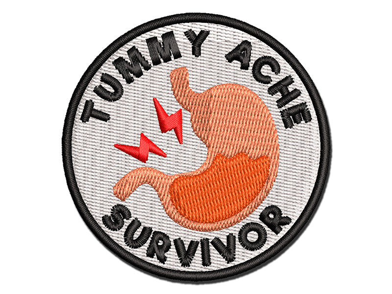 Tummy Ache Survivor Merit Badge Multi-Color Embroidered Iron-On or Hook & Loop Patch Applique