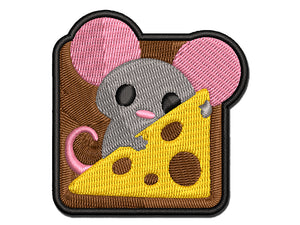 Adorable Mouse with Cheese Multi-Color Embroidered Iron-On or Hook & Loop Patch Applique