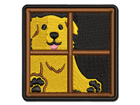 Dog Staring Out Window Multi-Color Embroidered Iron-On or Hook & Loop Patch Applique