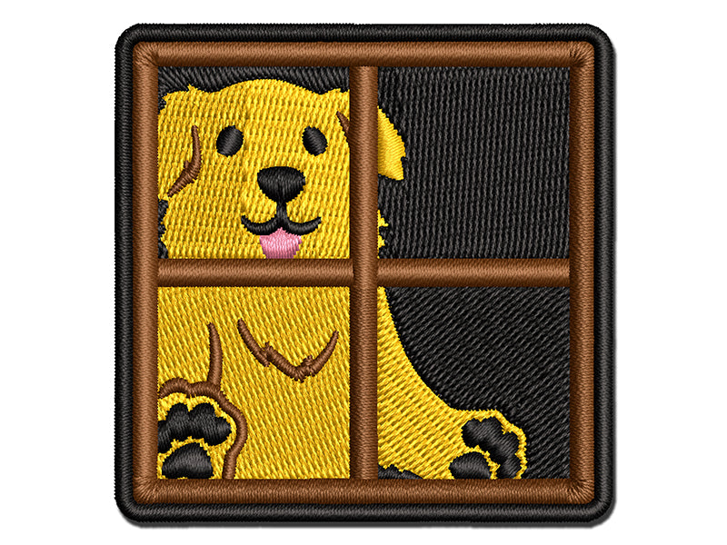 Dog Staring Out Window Multi-Color Embroidered Iron-On or Hook & Loop Patch Applique