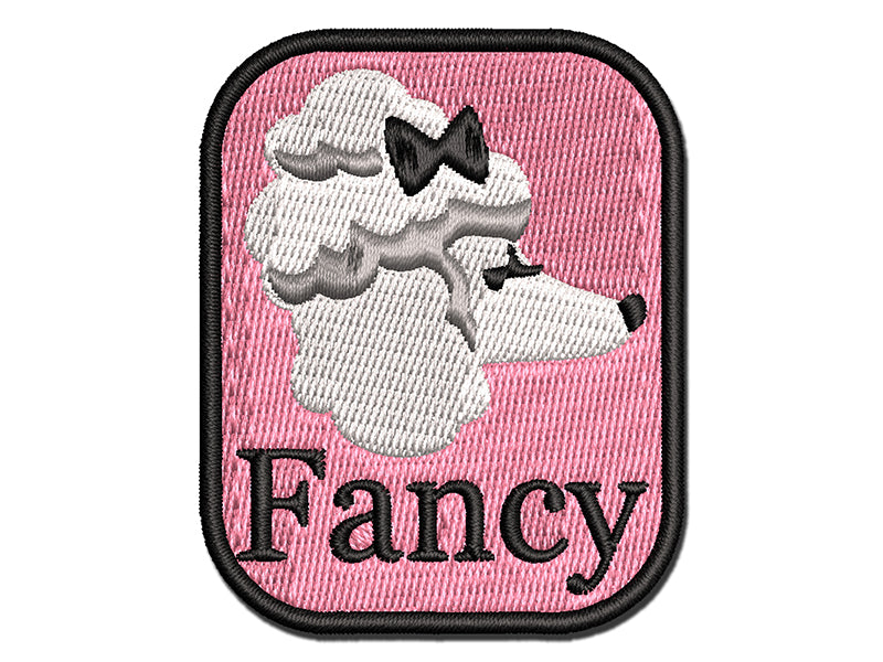 Fancy Posh Poodle Dog Bougie Multi-Color Embroidered Iron-On or Hook & Loop Patch Applique