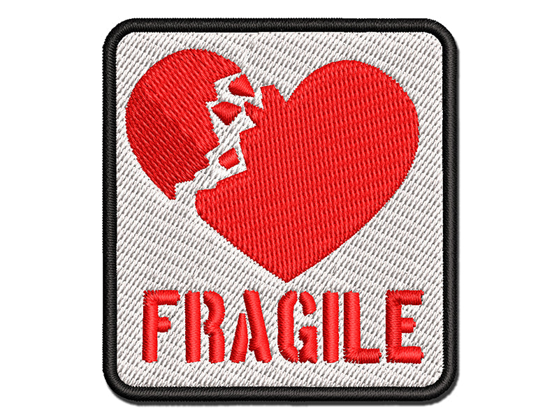 Fragile Broken Heart Multi-Color Embroidered Iron-On or Hook & Loop Patch Applique