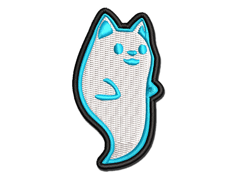 Ghost of Cute Cat Kitten Multi-Color Embroidered Iron-On or Hook & Loop Patch Applique