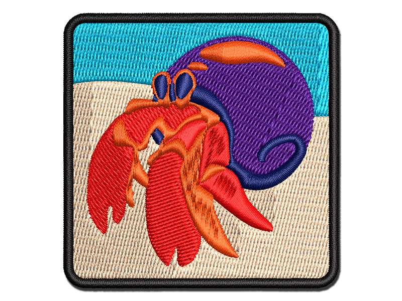 Groovy Hermit Crab on Beach Multi-Color Embroidered Iron-On or Hook & Loop Patch Applique