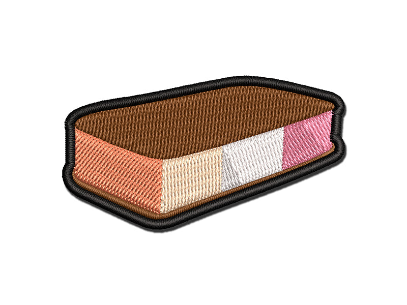 Ice Cream Sandwich Neapolitan Multi-Color Embroidered Iron-On or Hook & Loop Patch Applique