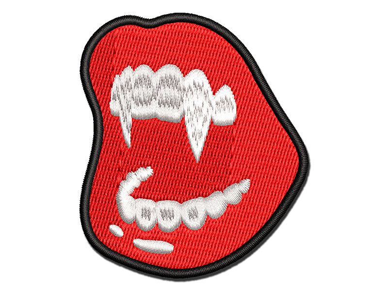 Juicy Vampire Lips Horror Halloween Multi-Color Embroidered Iron-On or Hook & Loop Patch Applique