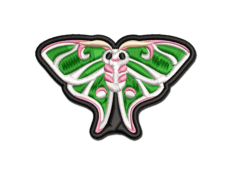 Kawaii Cute Lunar Moth Multi-Color Embroidered Iron-On or Hook & Loop Patch Applique