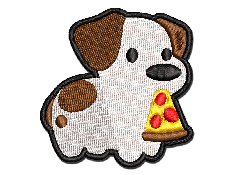 Pizza Jack Russell Terrier Dog Puppy Multi-Color Embroidered Iron-On or Hook & Loop Patch Applique