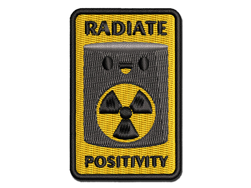 Radiate Positivity Radioactive Material Barrel Multi-Color Embroidered Iron-On or Hook & Loop Patch Applique