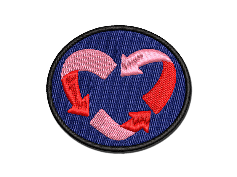 Recycling Heart Environment Sustainable Multi-Color Embroidered Iron-On or Hook & Loop Patch Applique