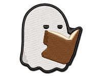 Studious Ghost Reading Book Multi-Color Embroidered Iron-On or Hook & Loop Patch Applique