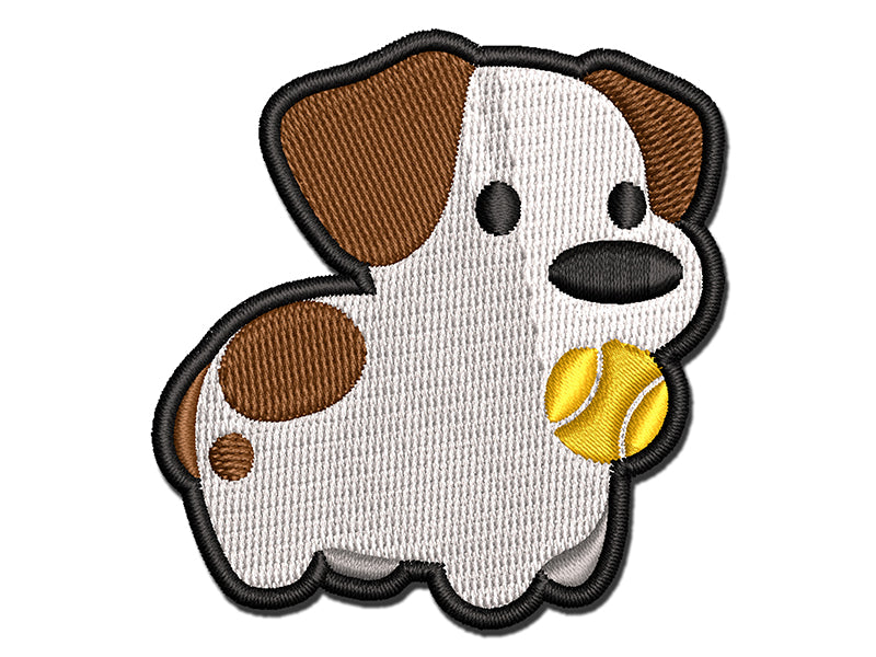 Tennis Ball Jack Russell Terrier Dog Puppy Multi-Color Embroidered Iron-On or Hook & Loop Patch Applique
