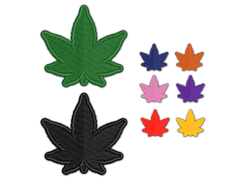 Marijuana Leaf Solid Embroidered Iron-On Patch Applique
