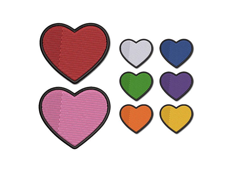 Heart Solid 2 Color Embroidered Iron-On Patch Applique