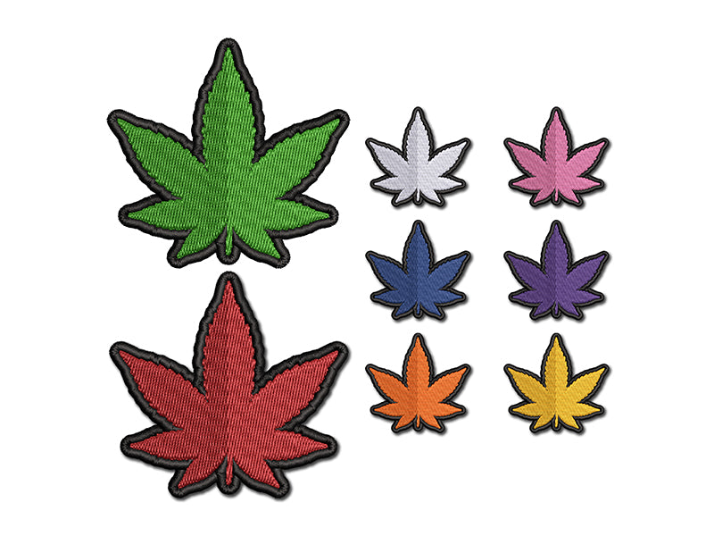 Marijuana Leaf Solid 2 Color Embroidered Iron-On Patch Applique