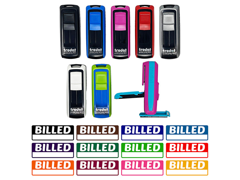 Billed with Blank Space Fill-in Invoiced Self-Inking Portable Pocket Stamp 1-1/2" Ink Stamper for Business Office