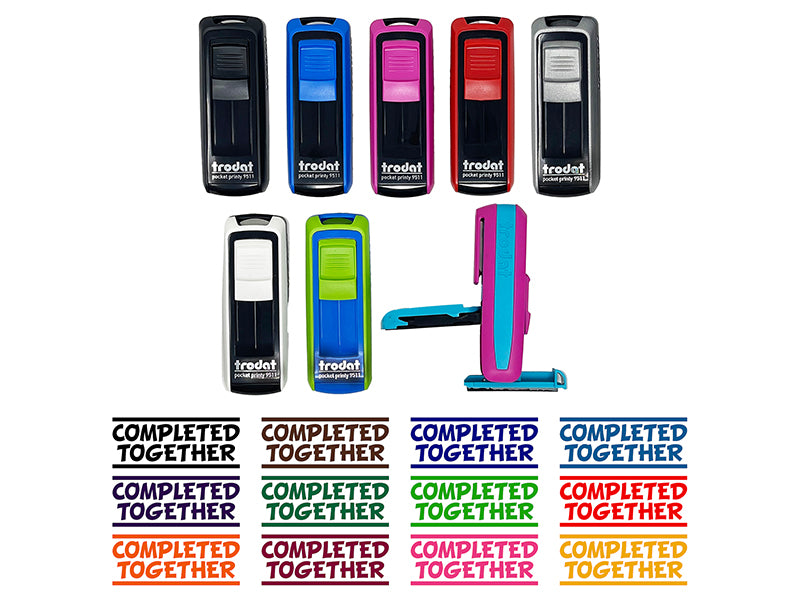 Completed Together School Teacher Self-Inking Portable Pocket Stamp 1-1/2" Ink Stamper for Business Office