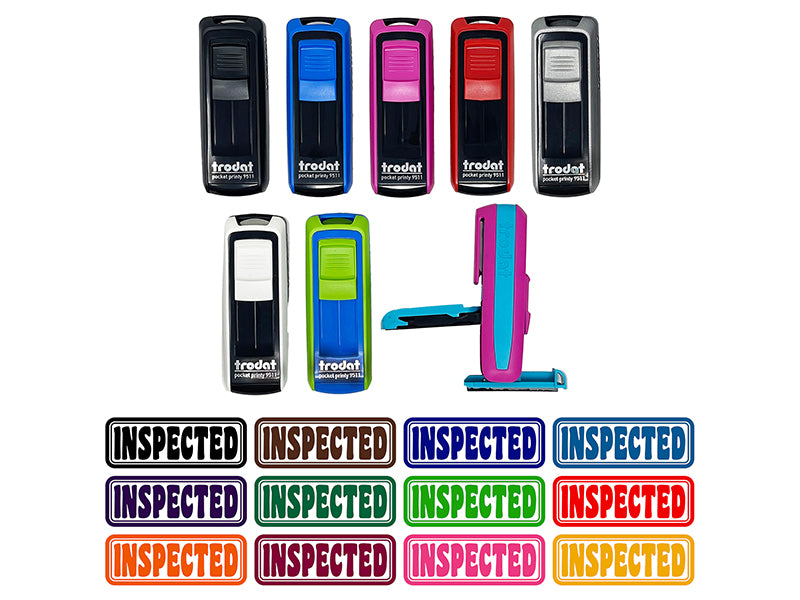 Inspected with Border Self-Inking Portable Pocket Stamp 1-1/2" Ink Stamper for Business Office