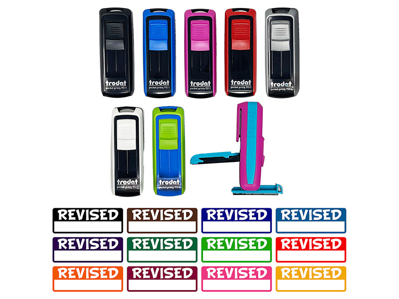 Revised with Blank Self-Inking Portable Pocket Stamp 1-1/2" Ink Stamper for Business Office