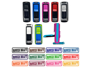 Rough Draft Double Border Self-Inking Portable Pocket Stamp 1-1/2" Ink Stamper for Business Office