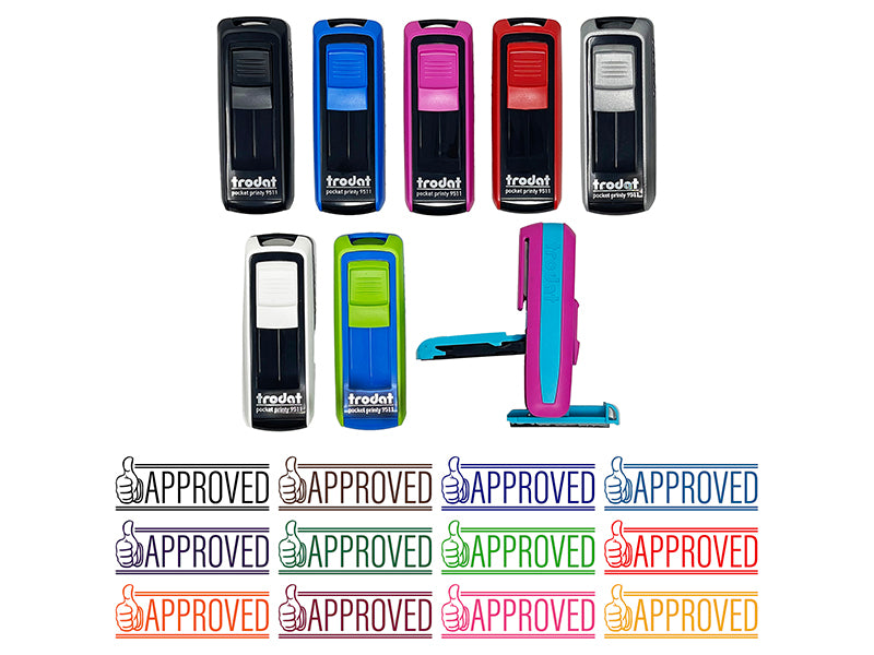 Approved Thumbs Up Self-Inking Portable Pocket Stamp 1-1/2" Ink Stamper for Business Office