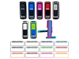 Deposited Blank Box for Date Signature Bank Check Self-Inking Portable Pocket Stamp 1-1/2" Ink Stamper for Business