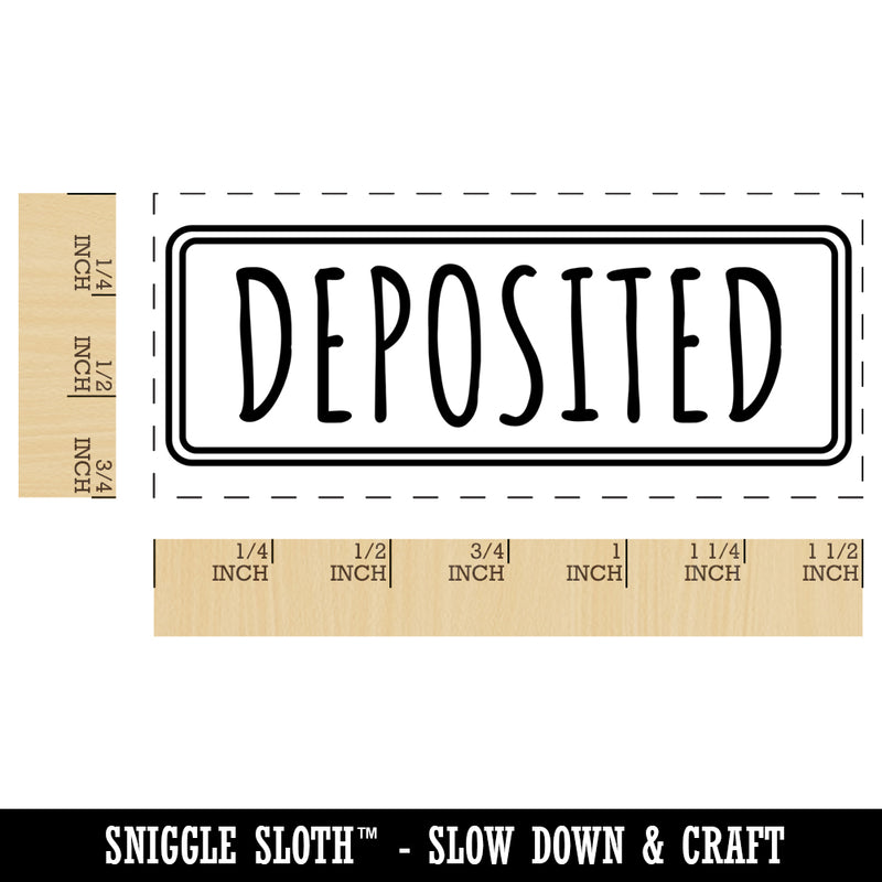 Deposited Double Line Border Bank Check Self-Inking Portable Pocket Stamp 1-1/2" Ink Stamper for Business Office