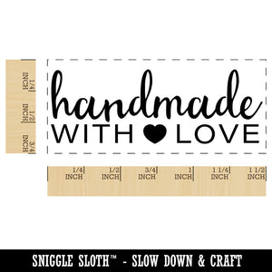 Handmade with Love Heart Detail Self-Inking Portable Pocket Stamp 1-1/2" Ink Stamper for Business Office