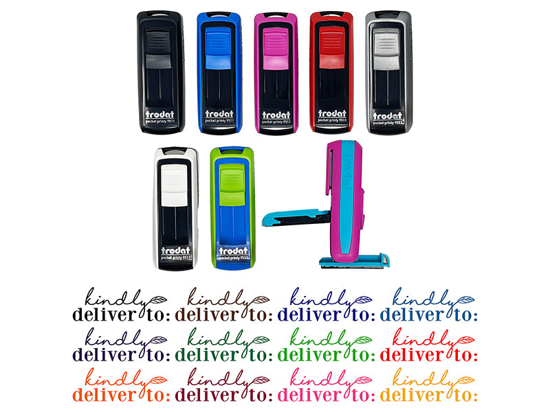 Kindly Deliver To Leaf Detail Letter Mail Self-Inking Portable Pocket Stamp 1-1/2" Ink Stamper for Business Office