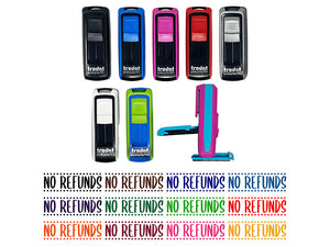 No Refunds Dotted Border Self-Inking Portable Pocket Stamp 1-1/2" Ink Stamper for Business Office