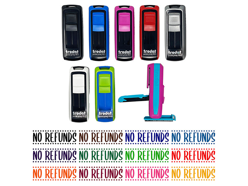 No Refunds Dotted Border Self-Inking Portable Pocket Stamp 1-1/2" Ink Stamper for Business Office